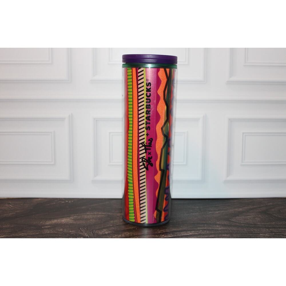 Starbucks She x This Tumbler 16oz Colorful Twist Lid Cup EUC